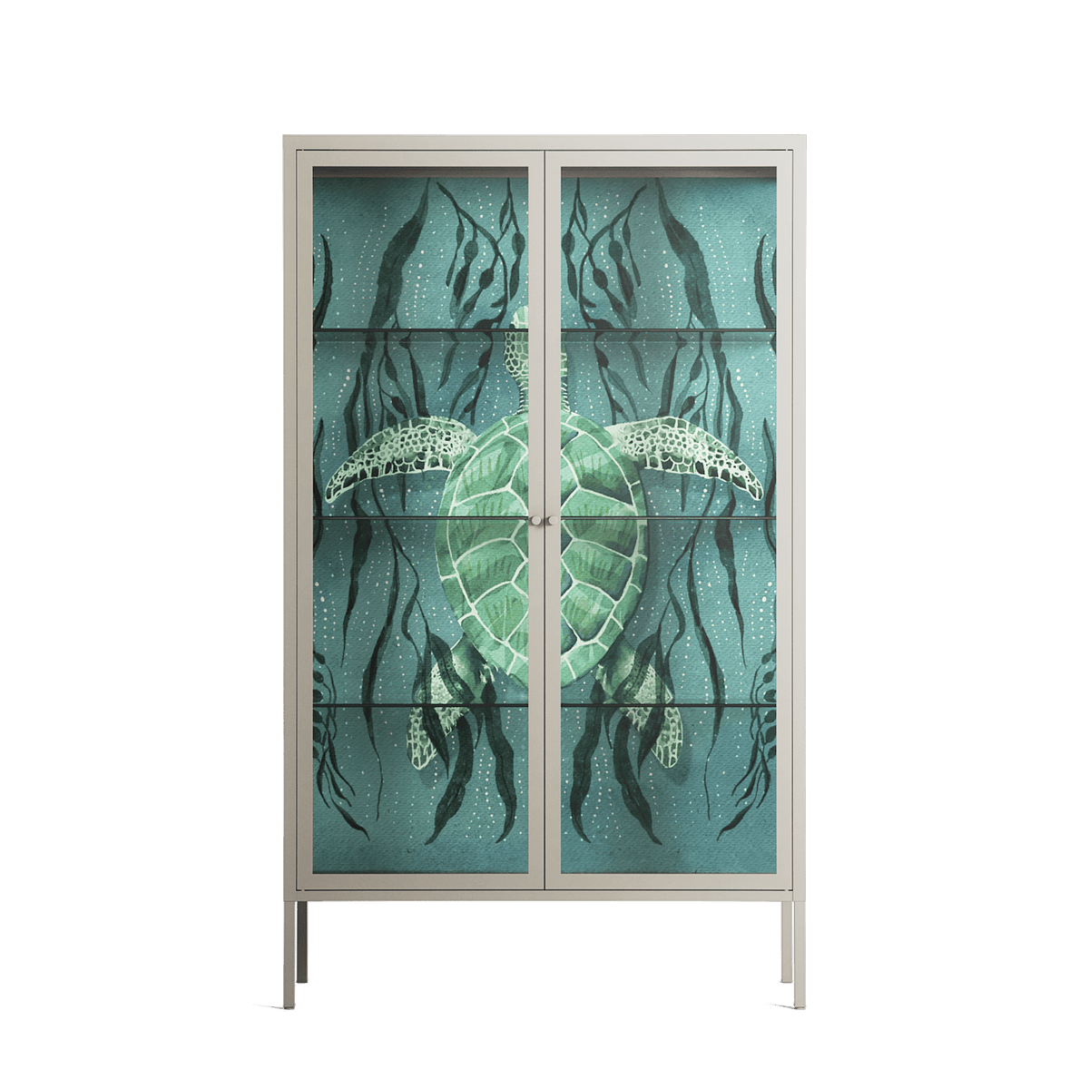 Turtle With Kelp - Cabinet - Katie O’Shea - Pebble - Clear glass