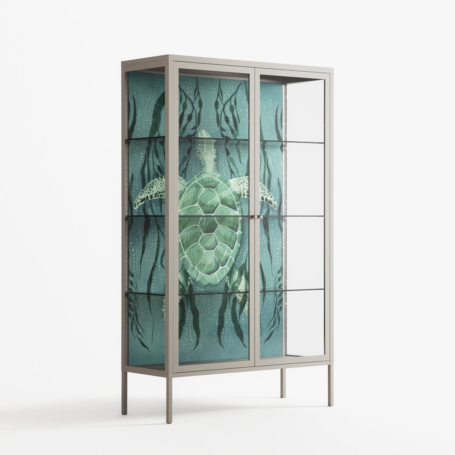 Turtle With Kelp - Cabinet - Katie O’Shea - Pebble - Clear glass