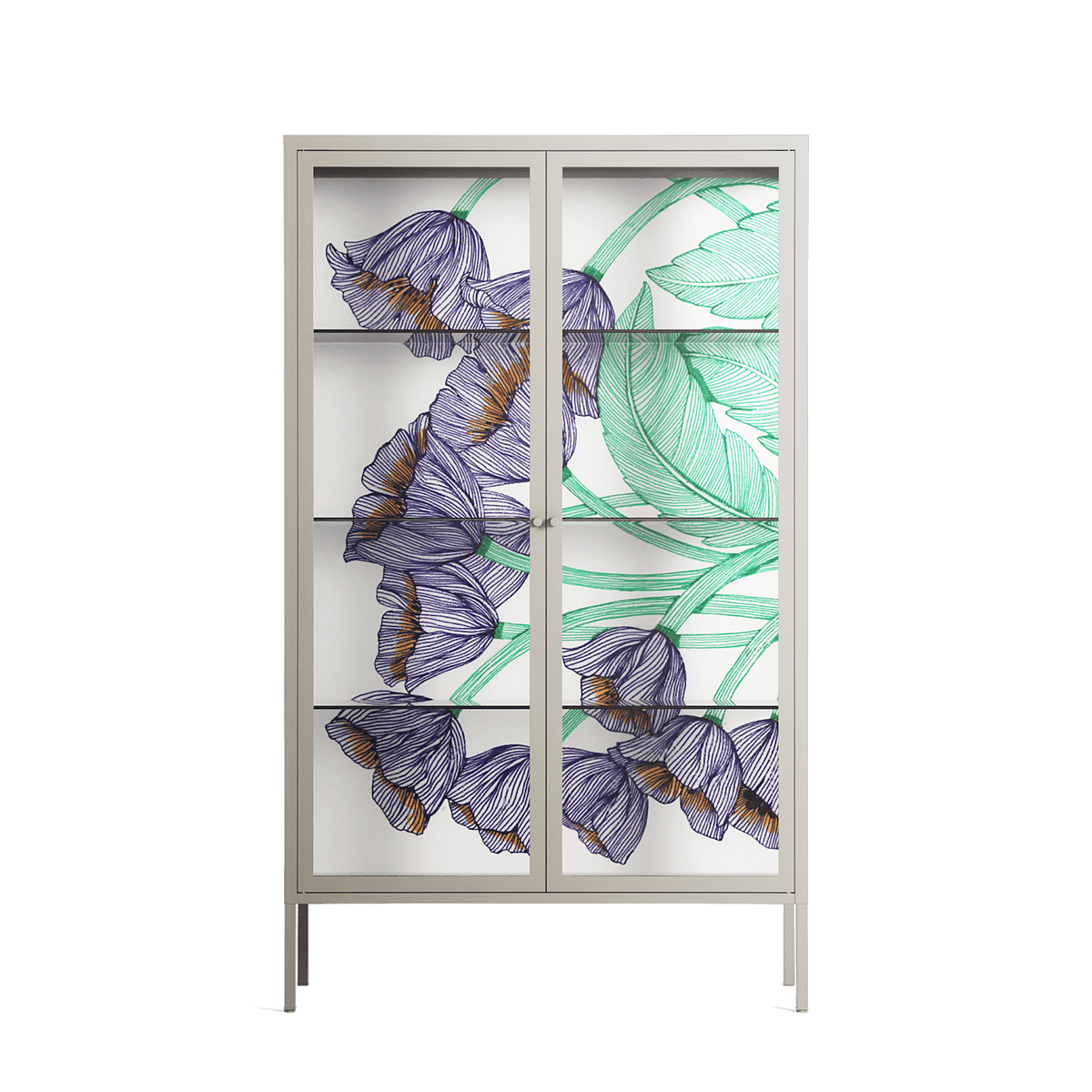 Tulips Purple - Cabinet - Katie O’Shea - Pebble - Clear glass