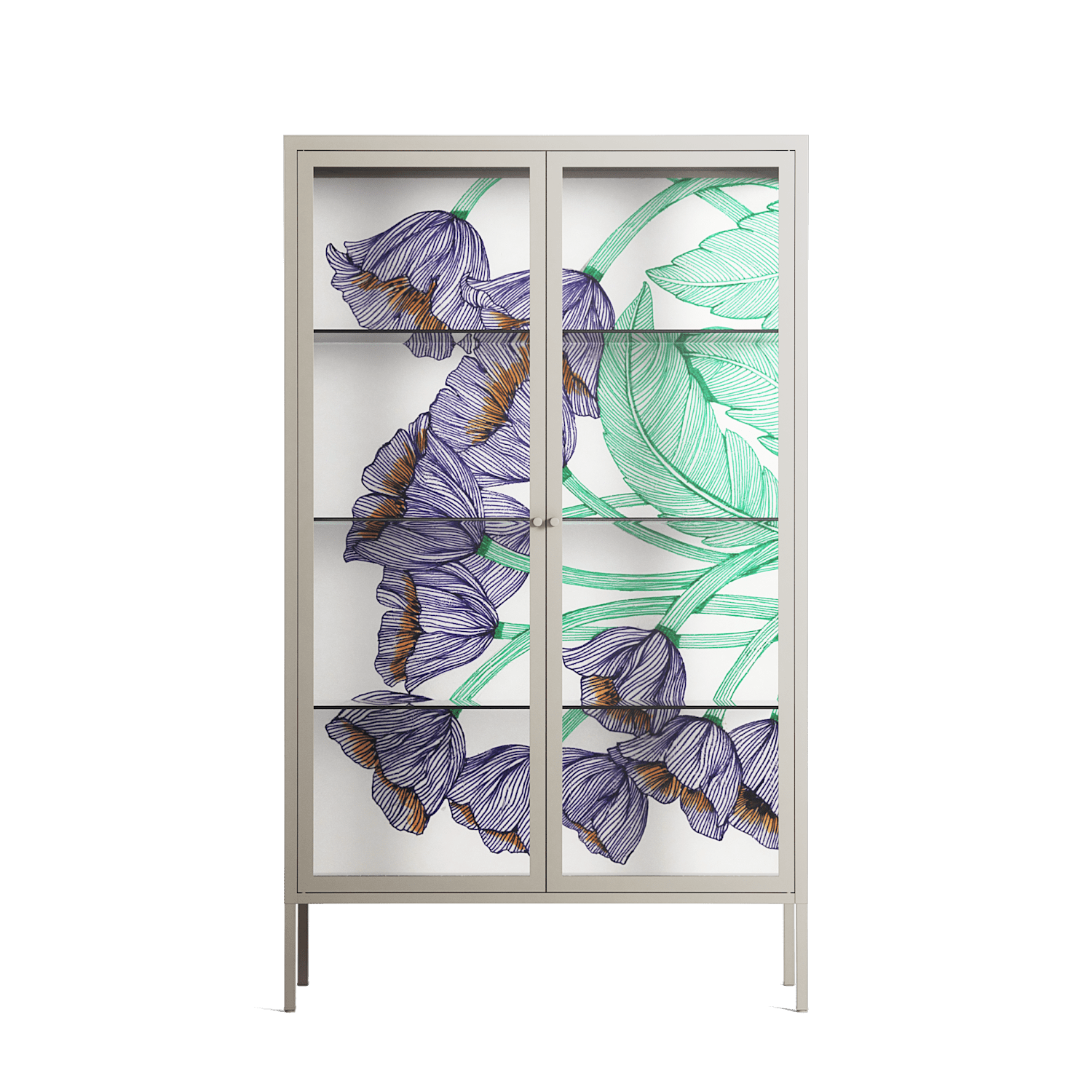 Tulips Purple - Cabinet - Katie O’Shea - Pebble - Clear glass