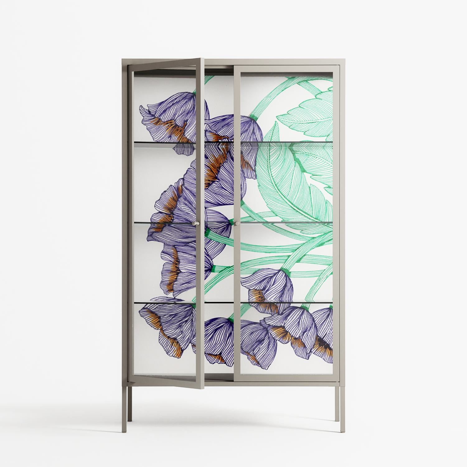 Tulips Purple - Cabinet - Katie O’Shea - Pebble - Clear glass