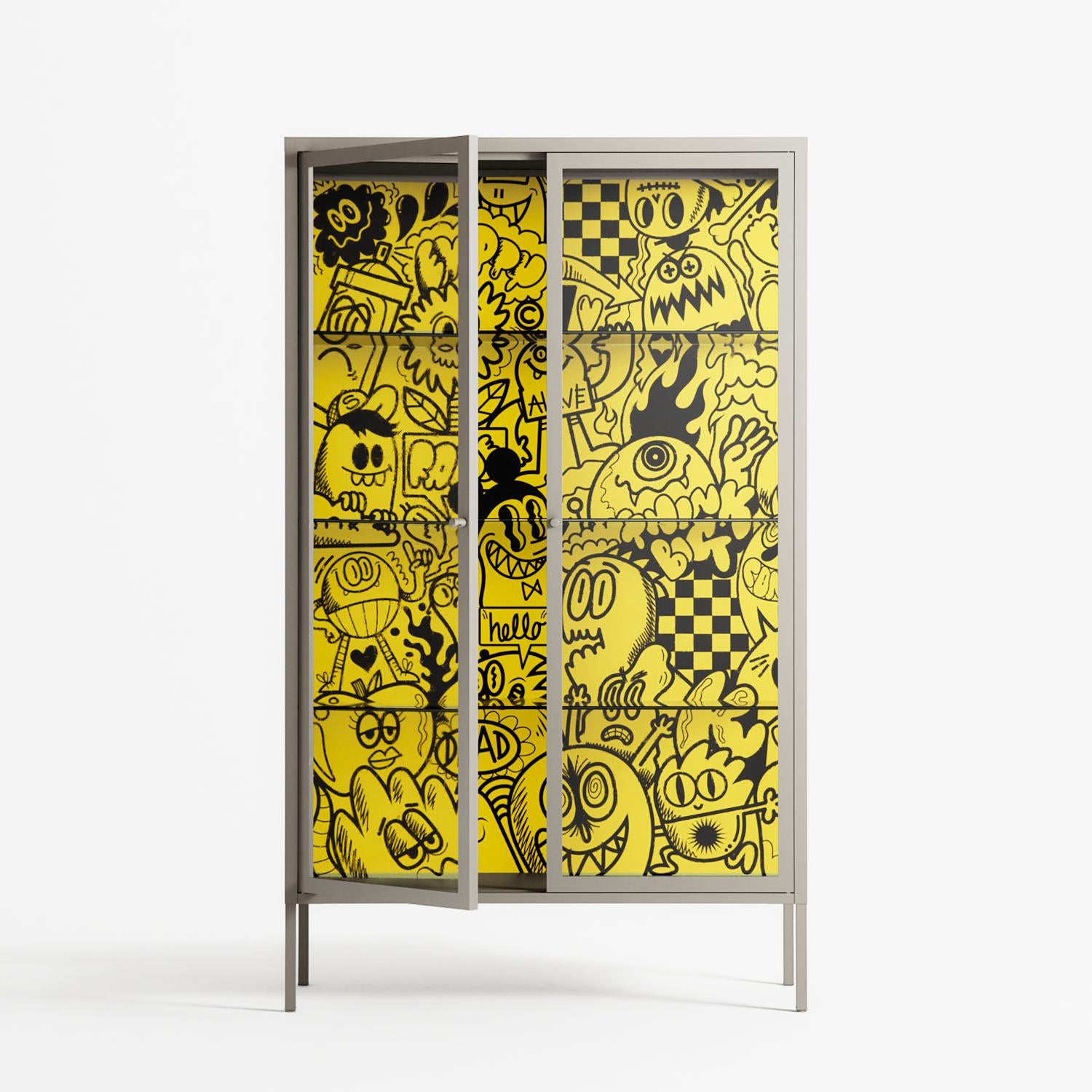 What a Mess - Cabinet - Craig Watkins - Pebble - Clear glass
