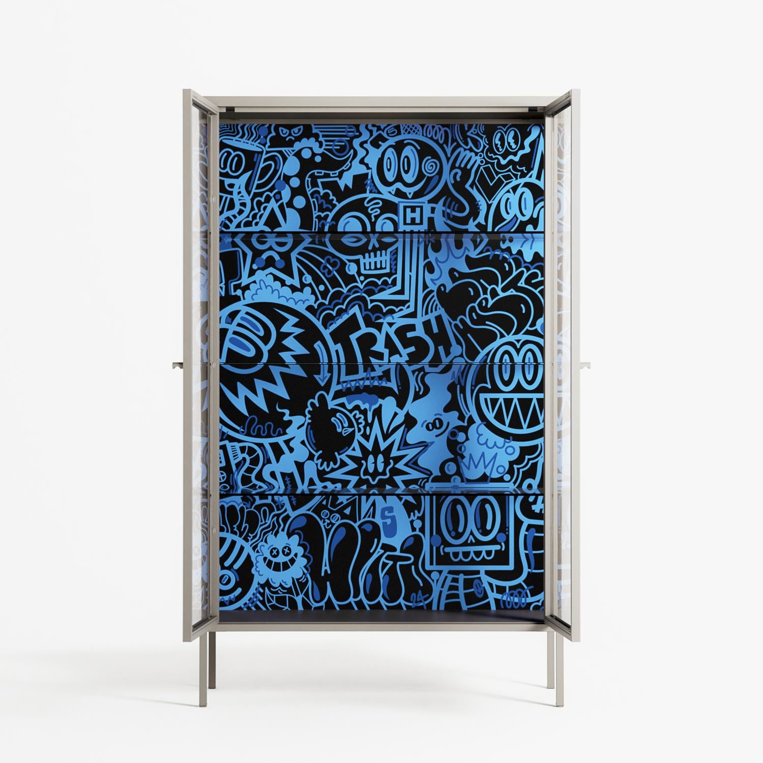 The Blue Line - Cabinet - Craig Watkins - Pebble - Clear glass