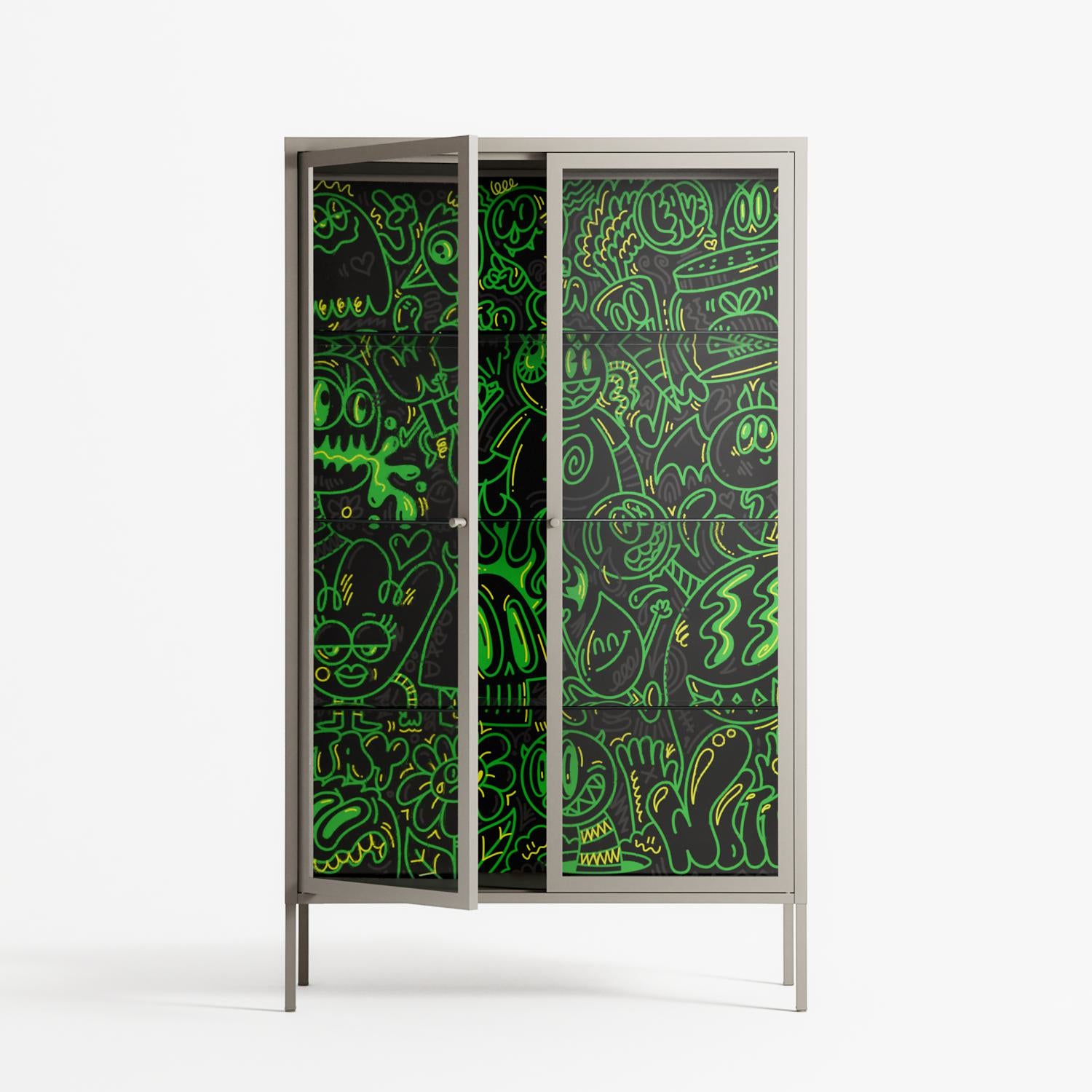 Wottosque Green - Cabinet - Craig Watkins - Pebble - Clear glass