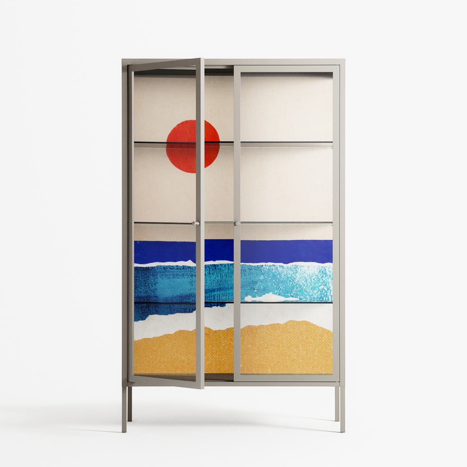 Ocean Sunrise - Cabinet - Henry Rivers - Pebble - Clear glass