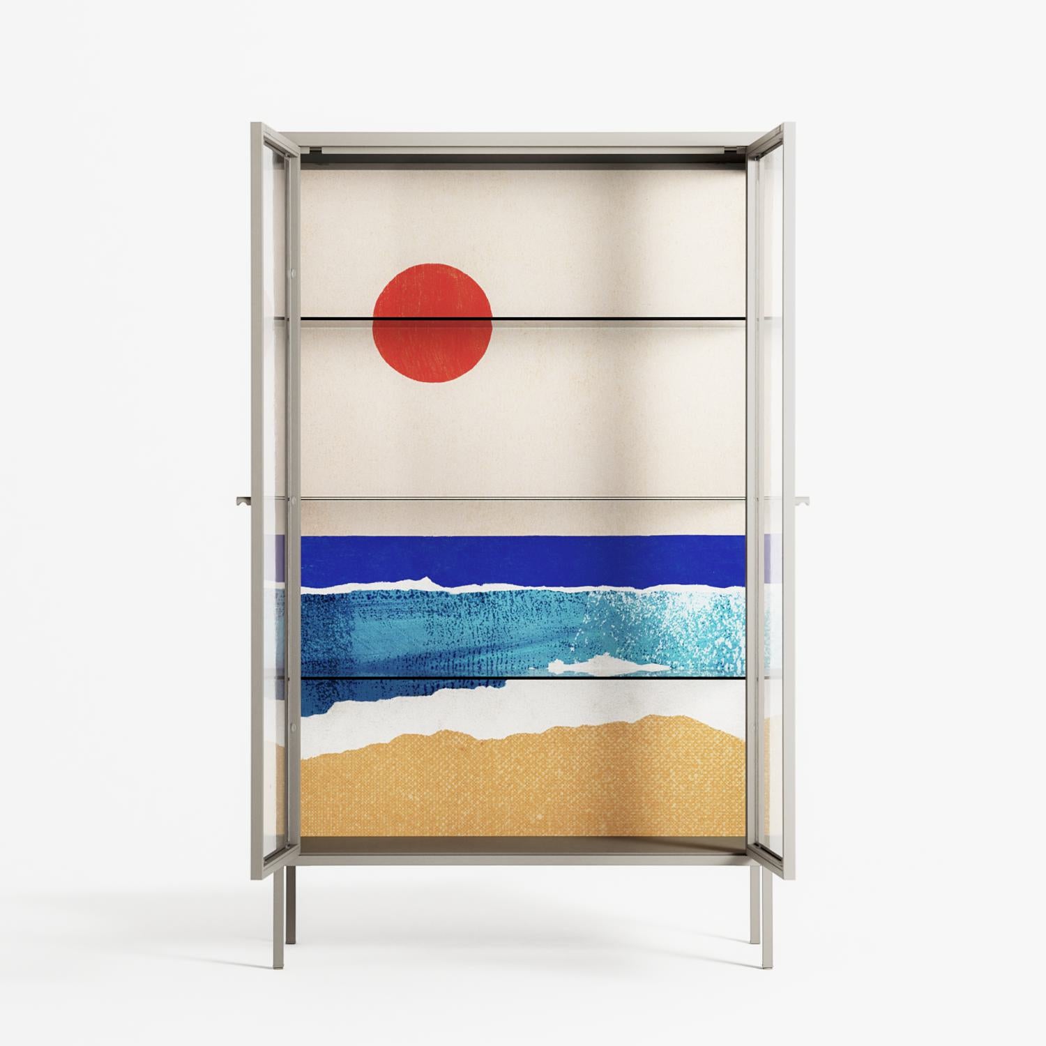Ocean Sunrise - Cabinet - Henry Rivers - Pebble - Clear glass