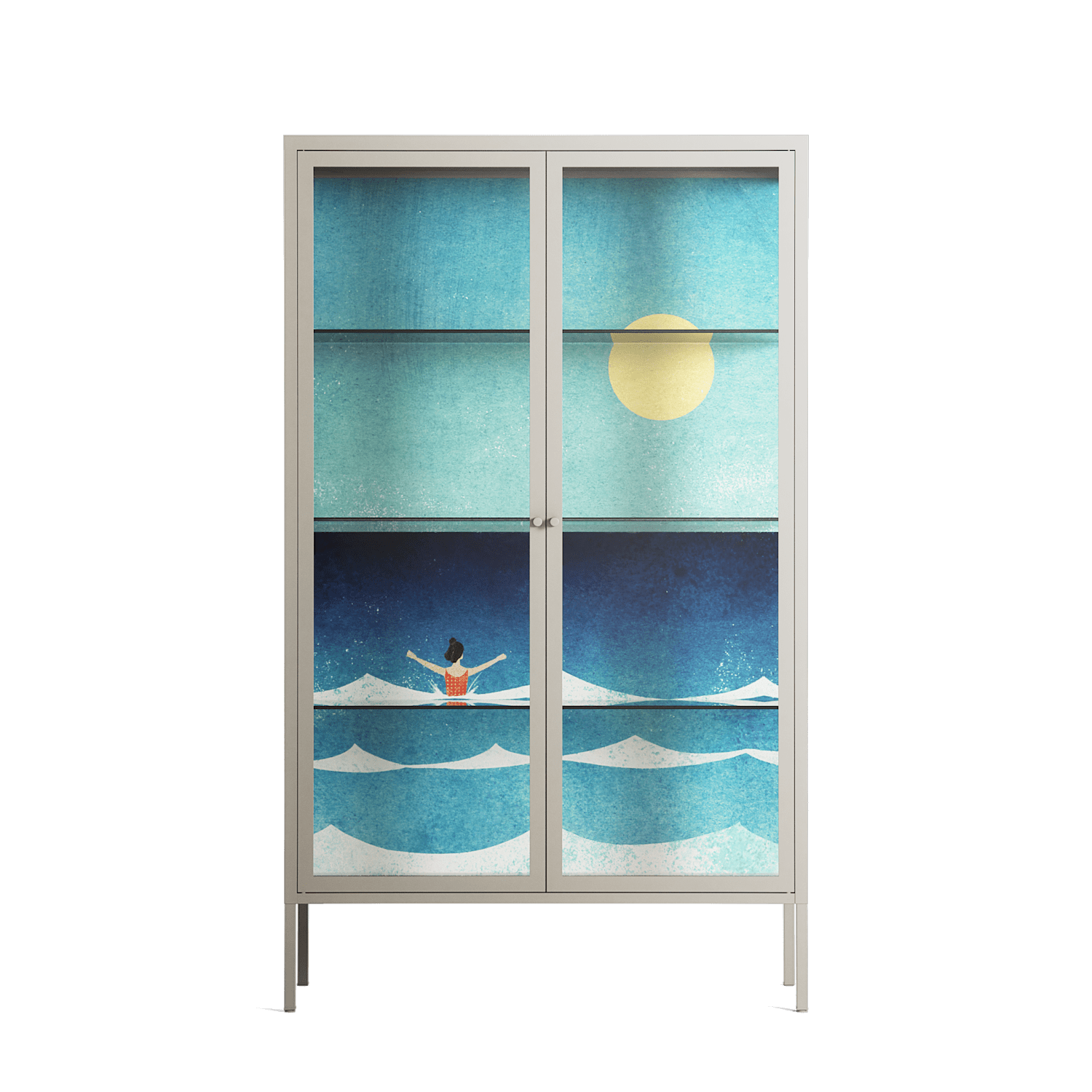 Sea Swim - Cabinet - Henry Rivers - Pebble - Clear glass