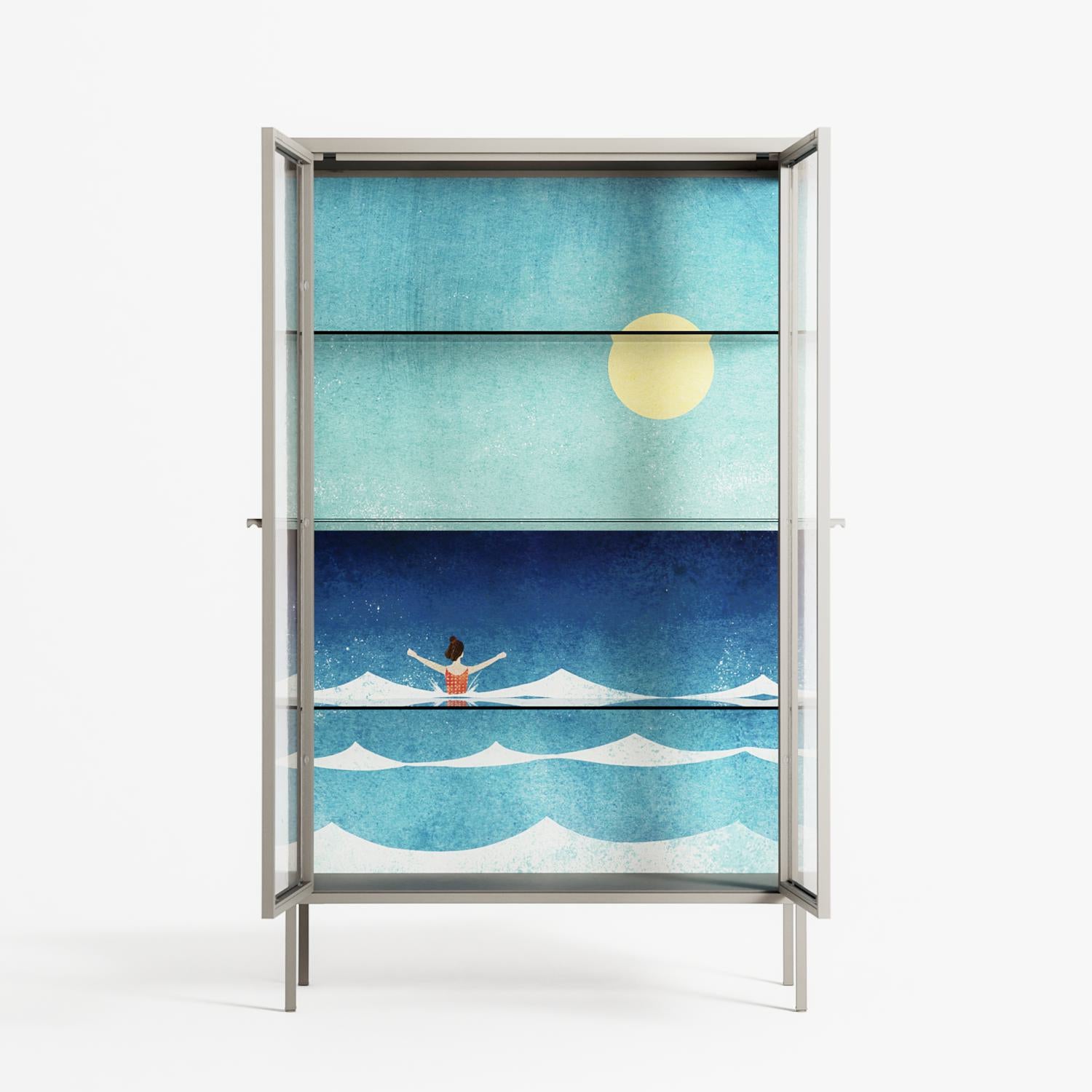 Sea Swim - Cabinet - Henry Rivers - Pebble - Clear glass