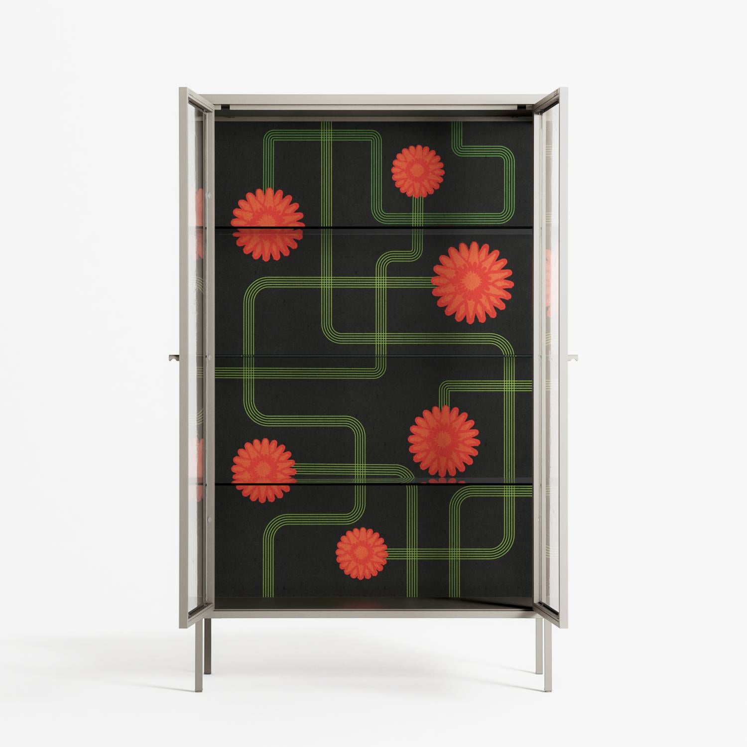 Floral Pipes - Cabinet - Kristin Eriksson - Pebble - Clear glass