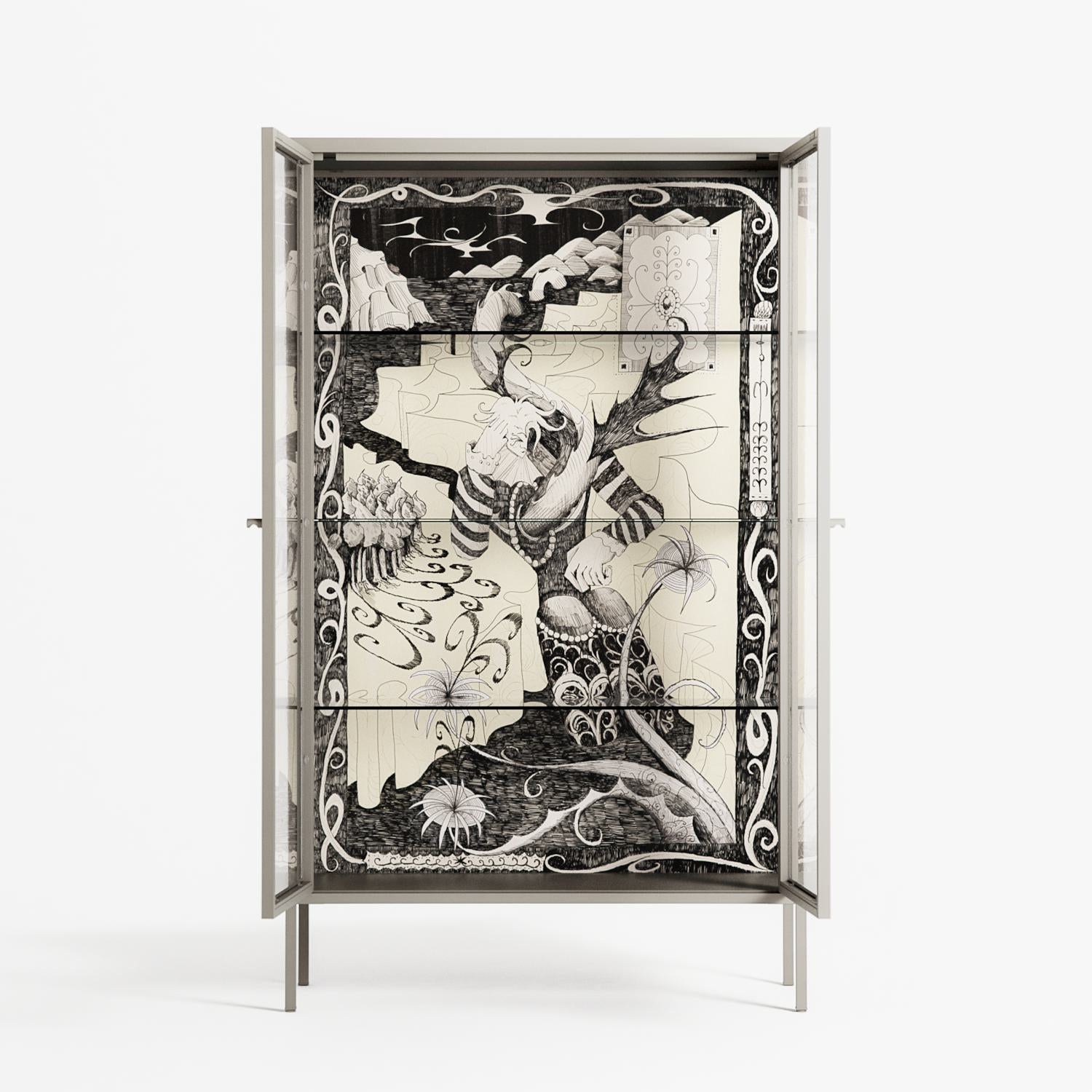 Oberon and Elgar - Cabinet - Naia Escribano - Pebble - Clear glass