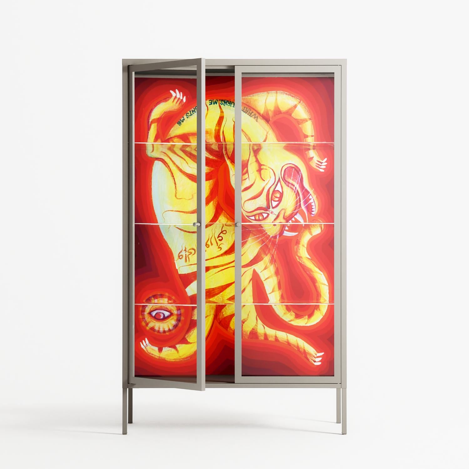 Burning Tiger - Cabinet - Mo Kalache - Pebble - Clear glass