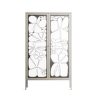 White Flowers - Cabinet - Konrad Blaszczyk - Pebble - Overlay Glass