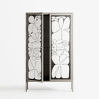 White Flowers - Cabinet - Konrad Blaszczyk - Pebble - Overlay Glass