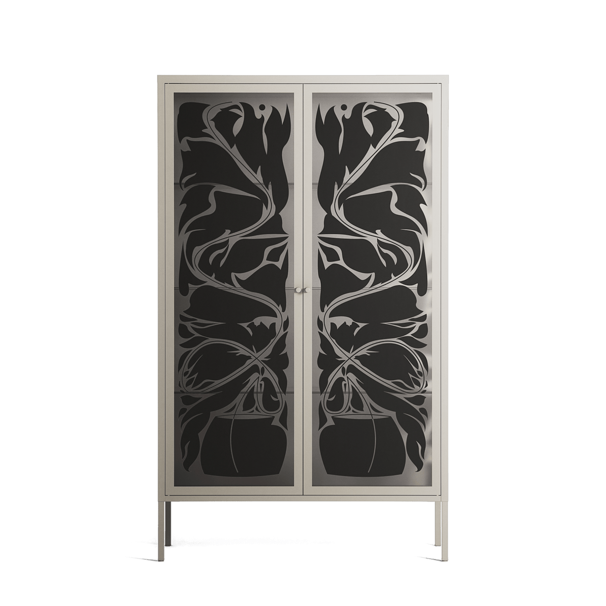 Black Potted Plant - Cabinet - Konrad Blaszczyk - Pebble - Overlay Glass