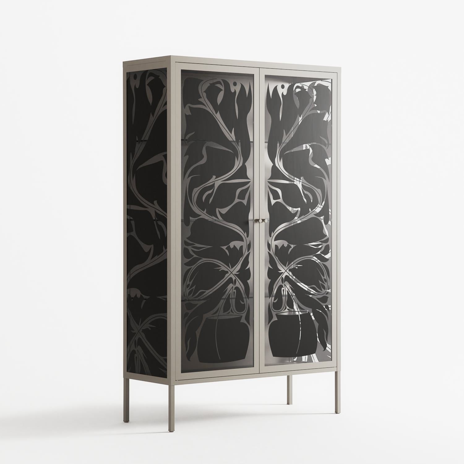 Black Potted Plant - Cabinet - Konrad Blaszczyk - Pebble - Overlay Glass