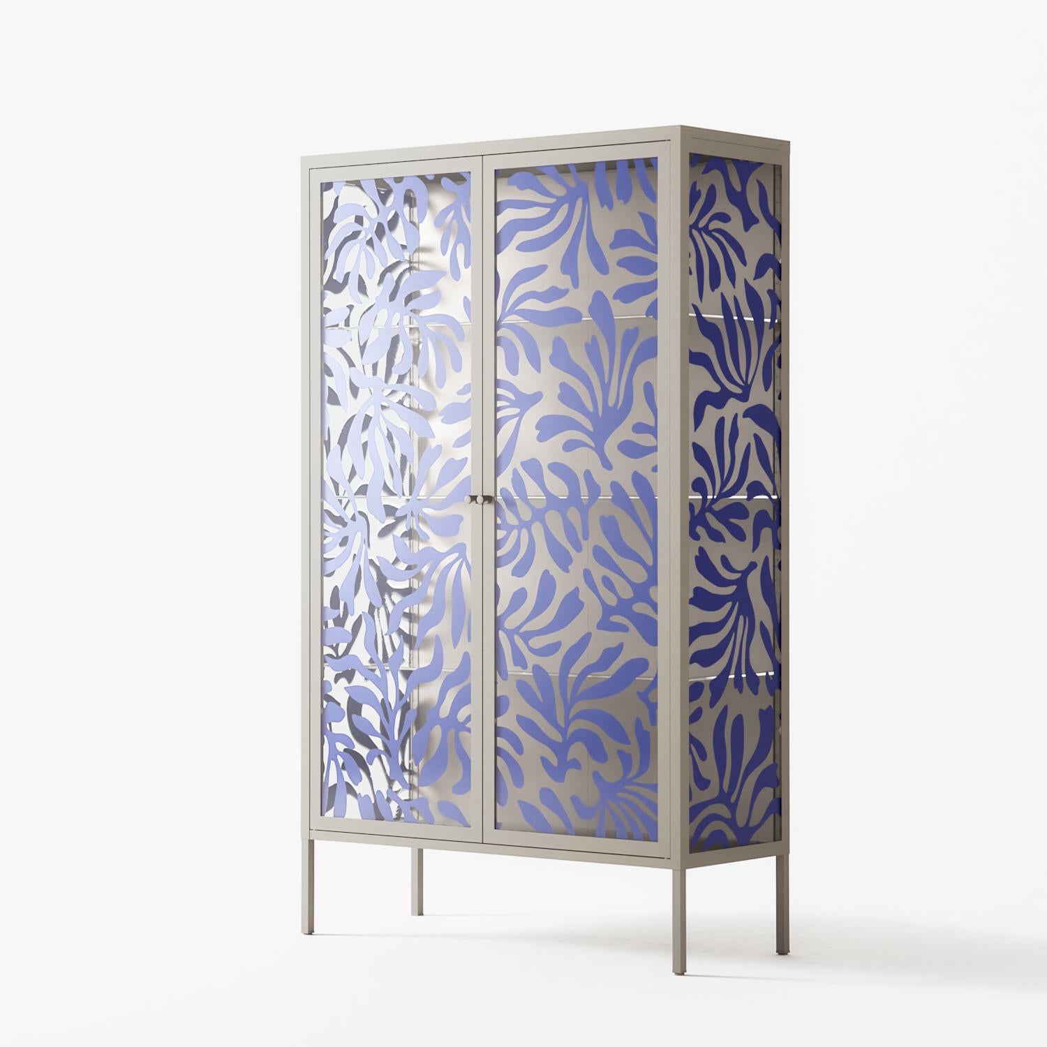 Botanica Blue - Cabinet - Amy Suther - Pebble - Overlay Glass