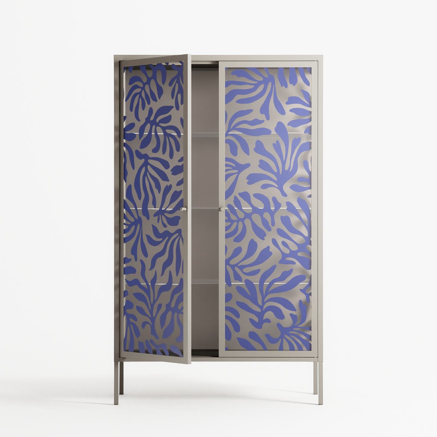 Botanica Blue - Cabinet - Amy Suther - Pebble - Overlay Glass