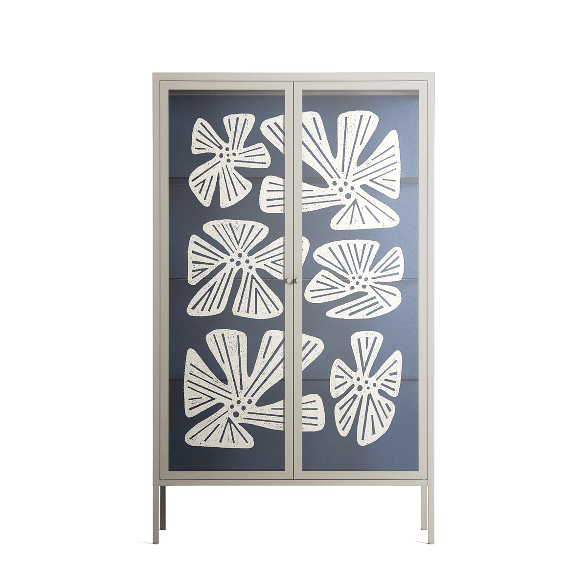 Blue Flower - Cabinet - Magdalena Marchocka - Pebble - Overlay Glass