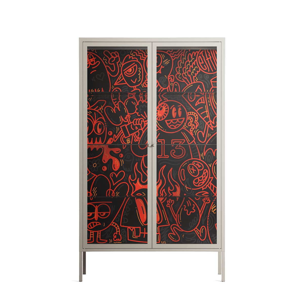Wottosque Red - Cabinet - Craig Watkins - Pebble - Clear glass
