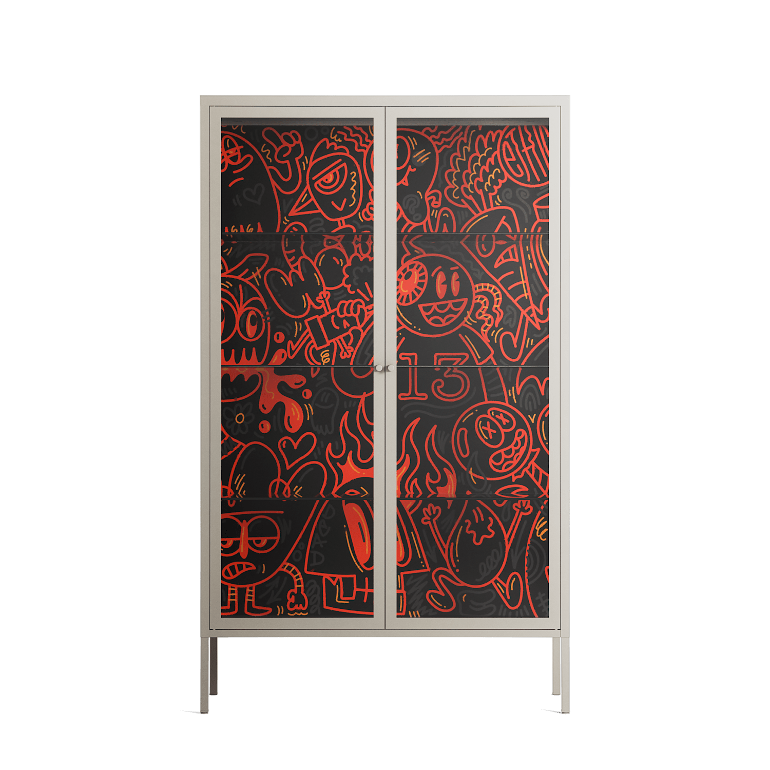 Wottosque Red - Cabinet - Craig Watkins - Pebble - Clear glass