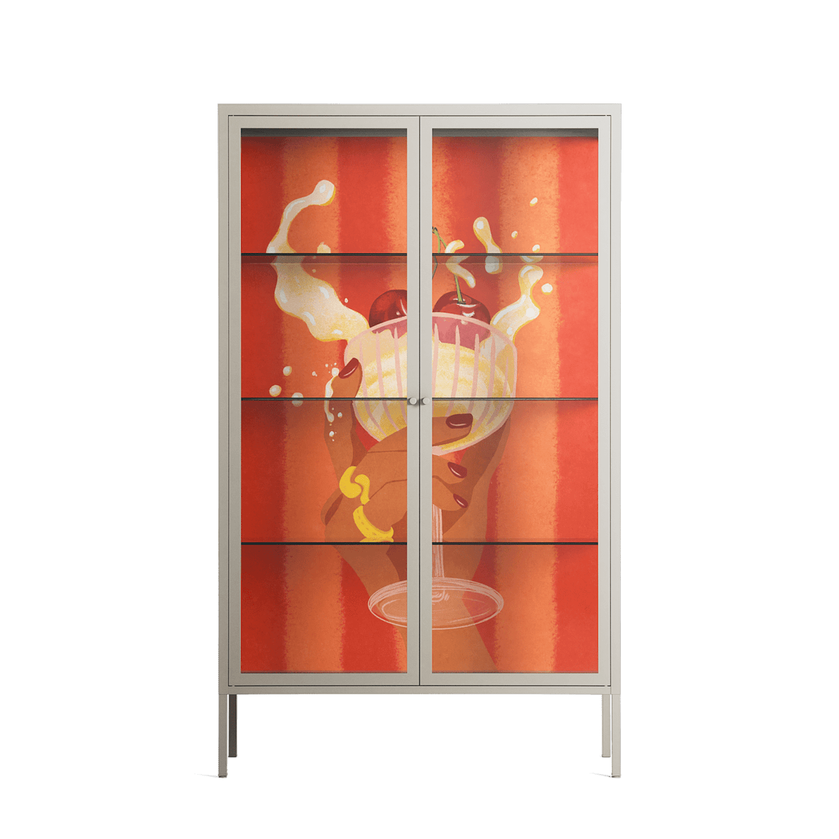 Drink And Cherries - Cabinet - Raissa Oltmanns - Pebble - Clear glass