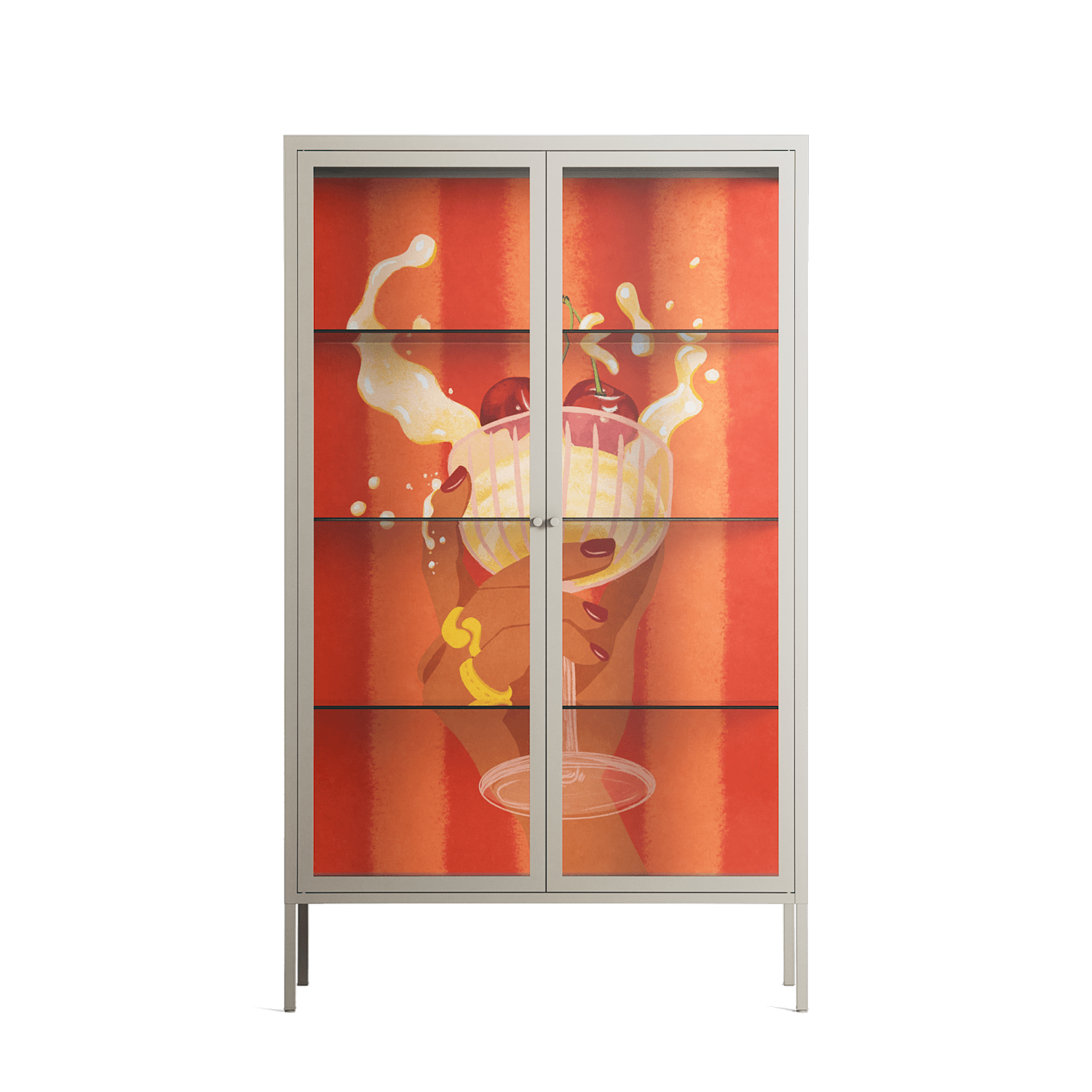 Drink And Cherries - Cabinet - Raissa Oltmanns - Pebble - Clear glass