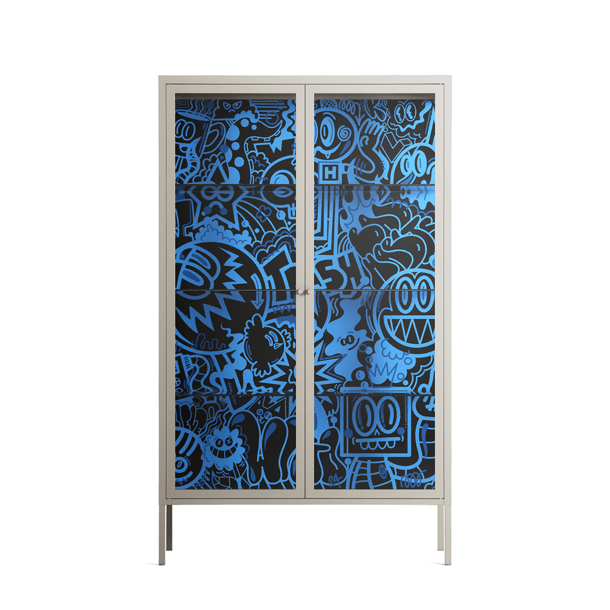 The Blue Line - Cabinet - Craig Watkins - Pebble - Clear glass
