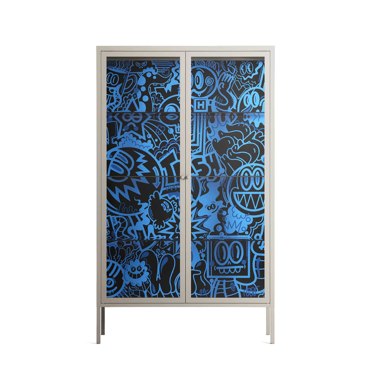 The Blue Line - Cabinet - Craig Watkins - Pebble - Clear glass