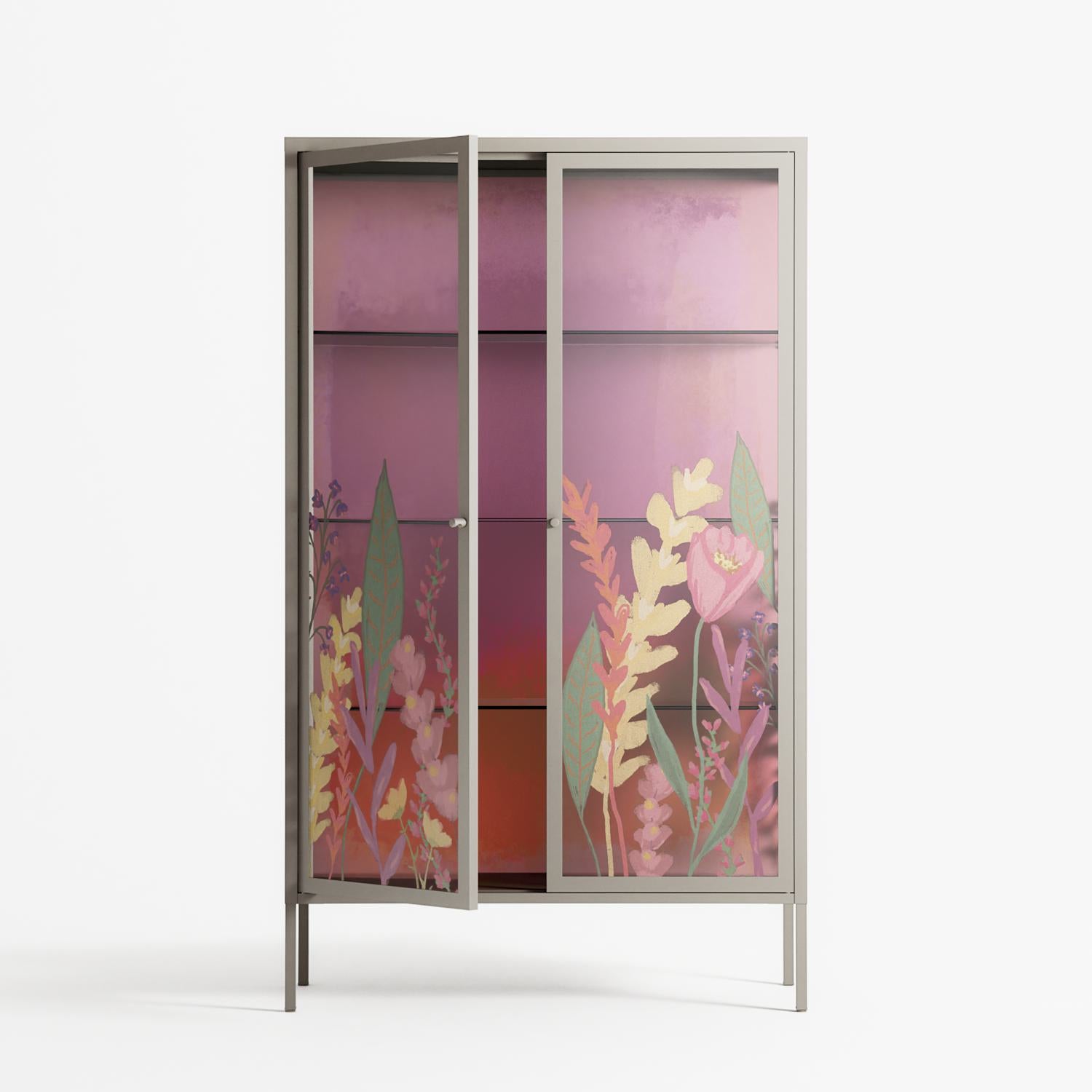 Abstract Flower Garden - Cabinet - Raissa Oltmanns - Pebble - Overlay Glass