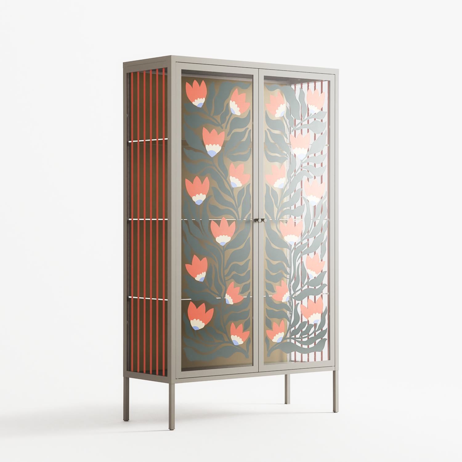 Blooming Folk Garden - Cabinet - Sandra Hutter - Pebble - Overlay Glass