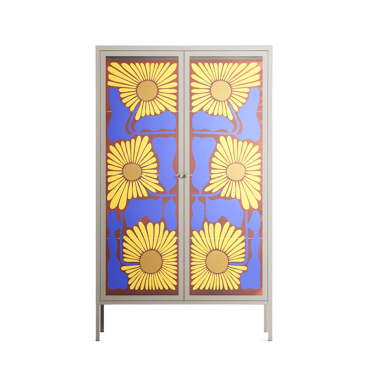 Sunflowers - Cabinet - Sandra Hutter - Pebble - Overlay Glass