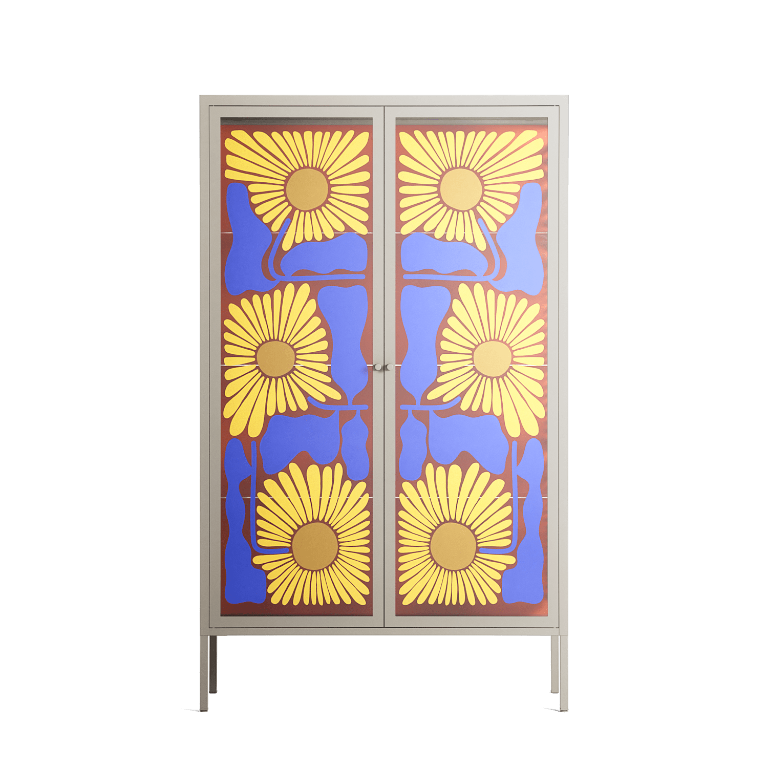 Sunflowers - Cabinet - Sandra Hutter - Pebble - Overlay Glass