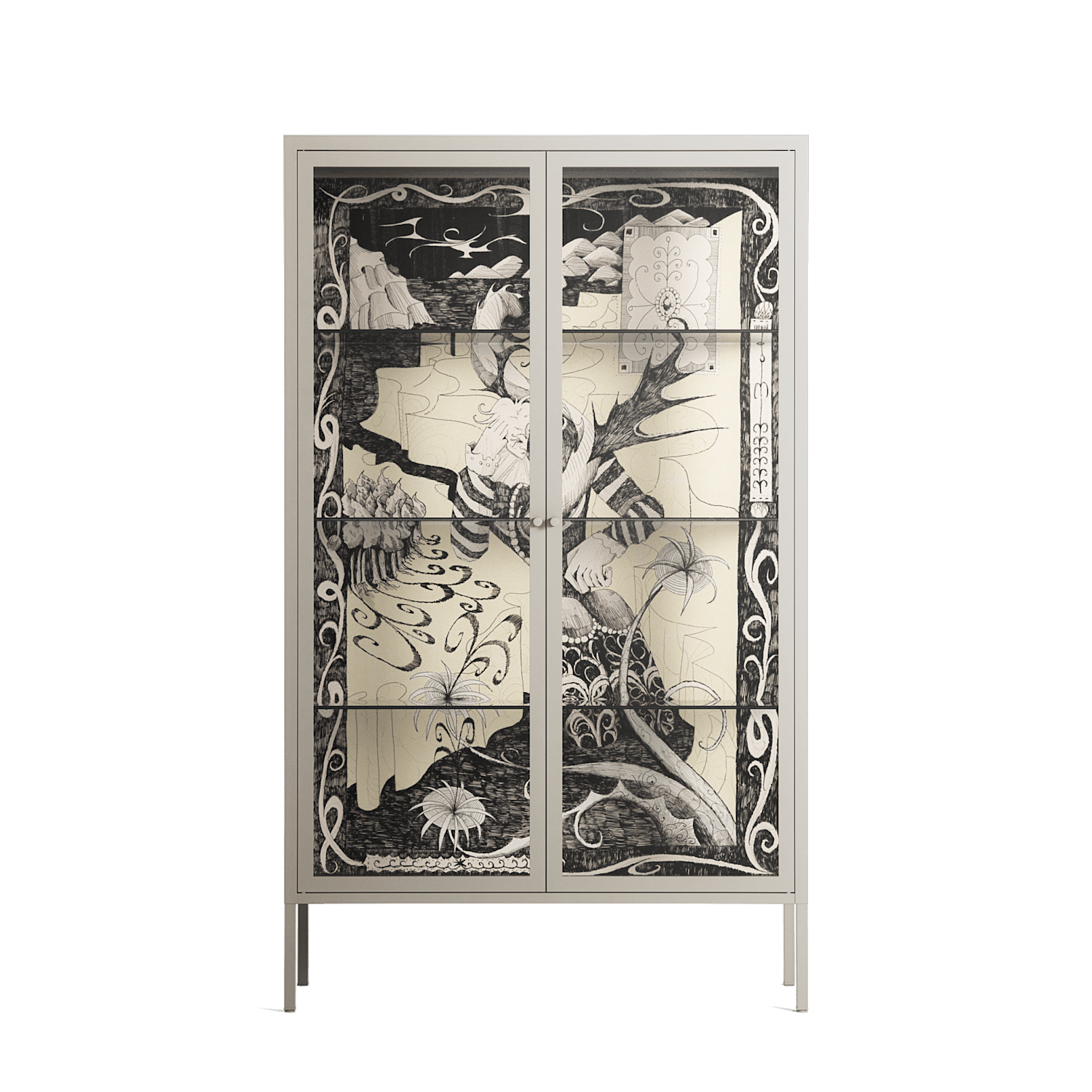Oberon and Elgar - Cabinet - Naia Escribano - Pebble - Clear glass