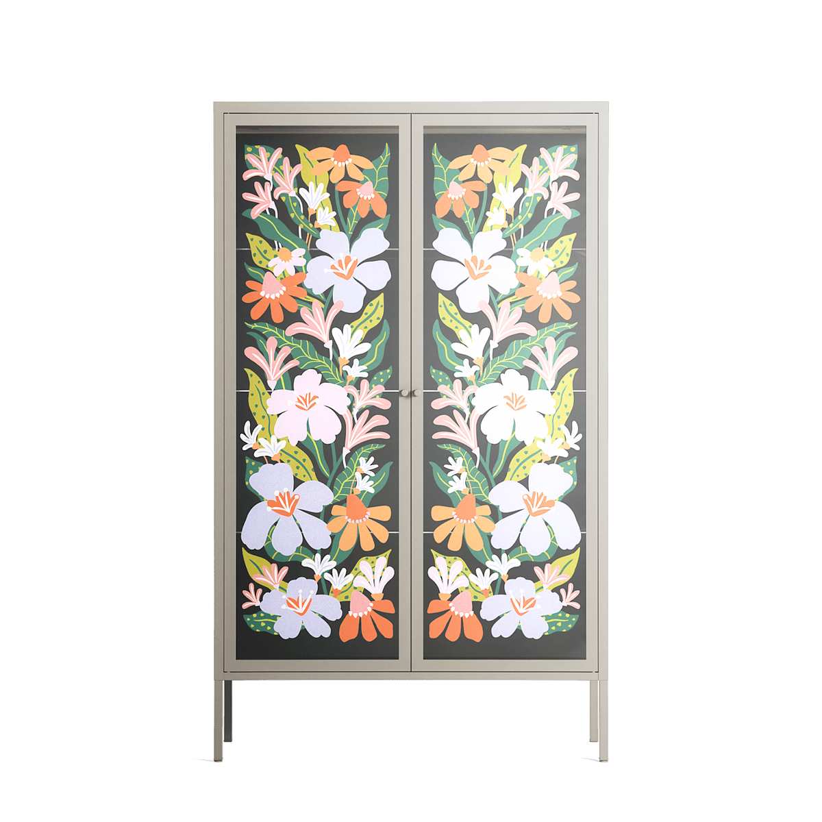 Floral Delight - Cabinet - Sandra Hutter - Pebble - Overlay Glass