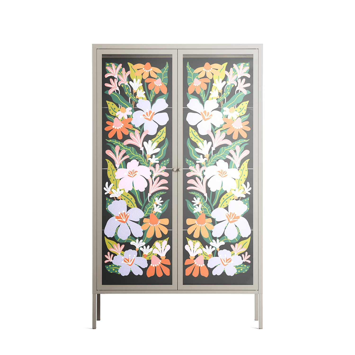 Floral Delight - Cabinet - Sandra Hutter - Pebble - Overlay Glass