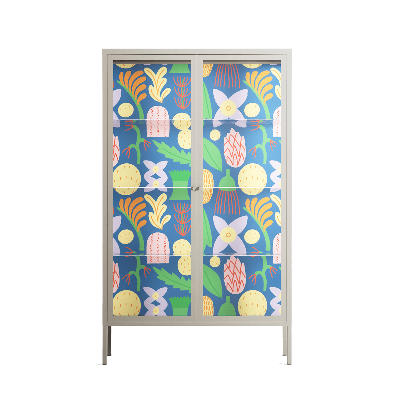 Shapes Blue - Cabinet - Lydia Greaves - Pebble - Clear glass