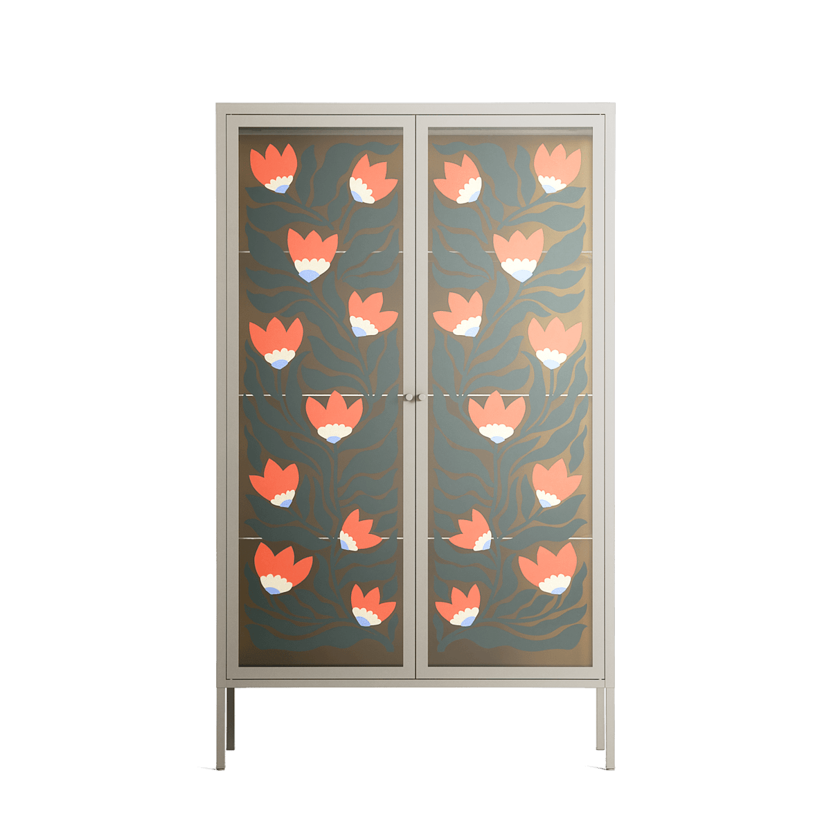 Blooming Folk Garden - Cabinet - Sandra Hutter - Pebble - Overlay Glass
