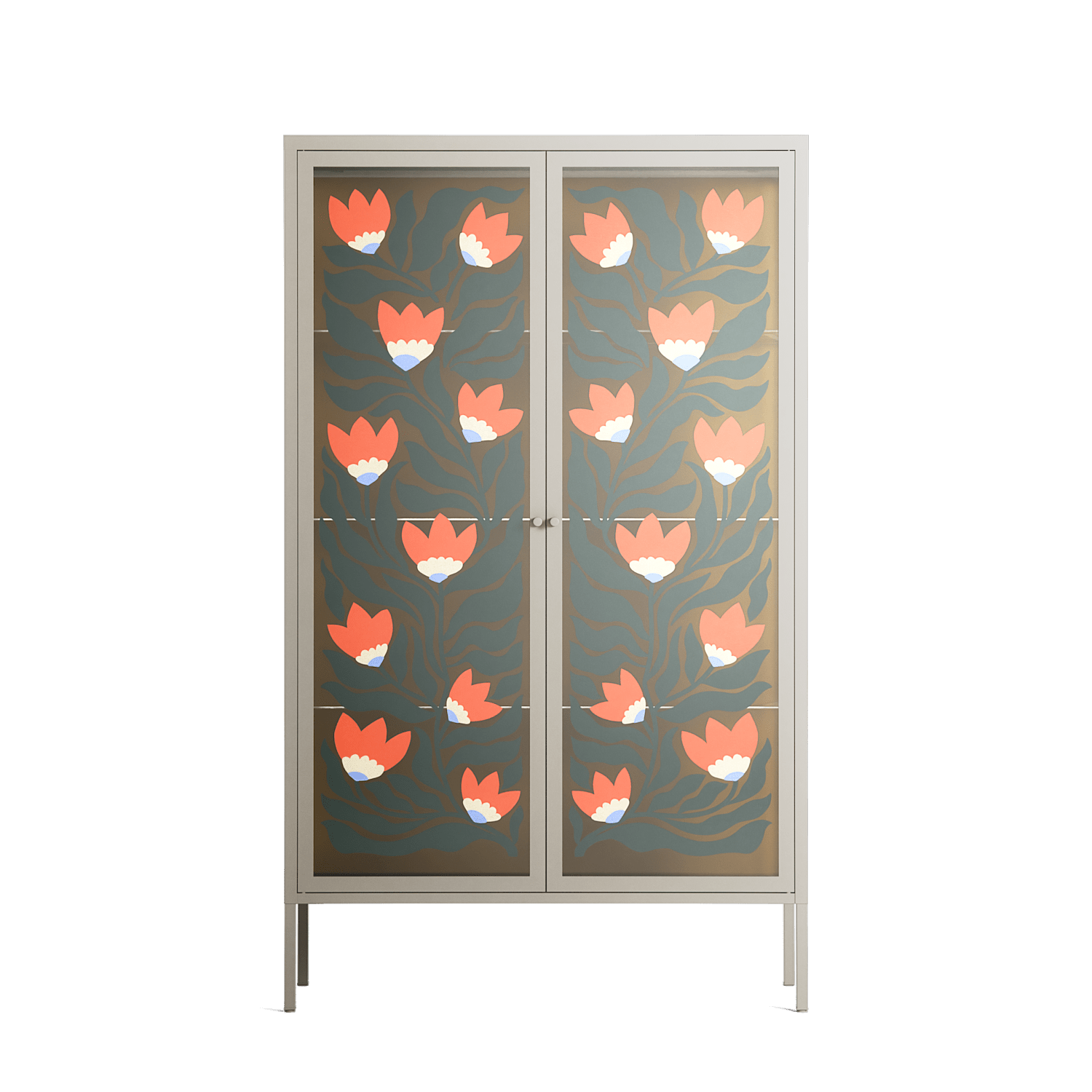 Blooming Folk Garden - Cabinet - Sandra Hutter - Pebble - Overlay Glass