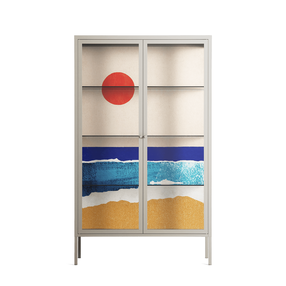 Ocean Sunrise - Cabinet - Henry Rivers - Pebble - Clear glass