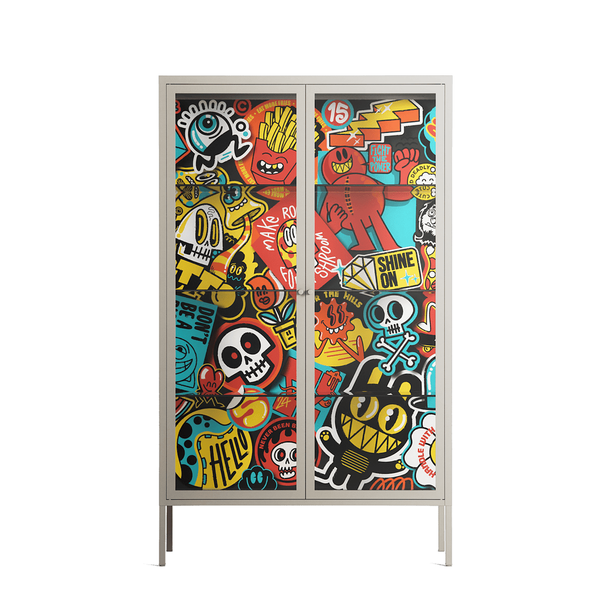 All The Stickers - Cabinet - Craig Watkins - Pebble - Clear glass