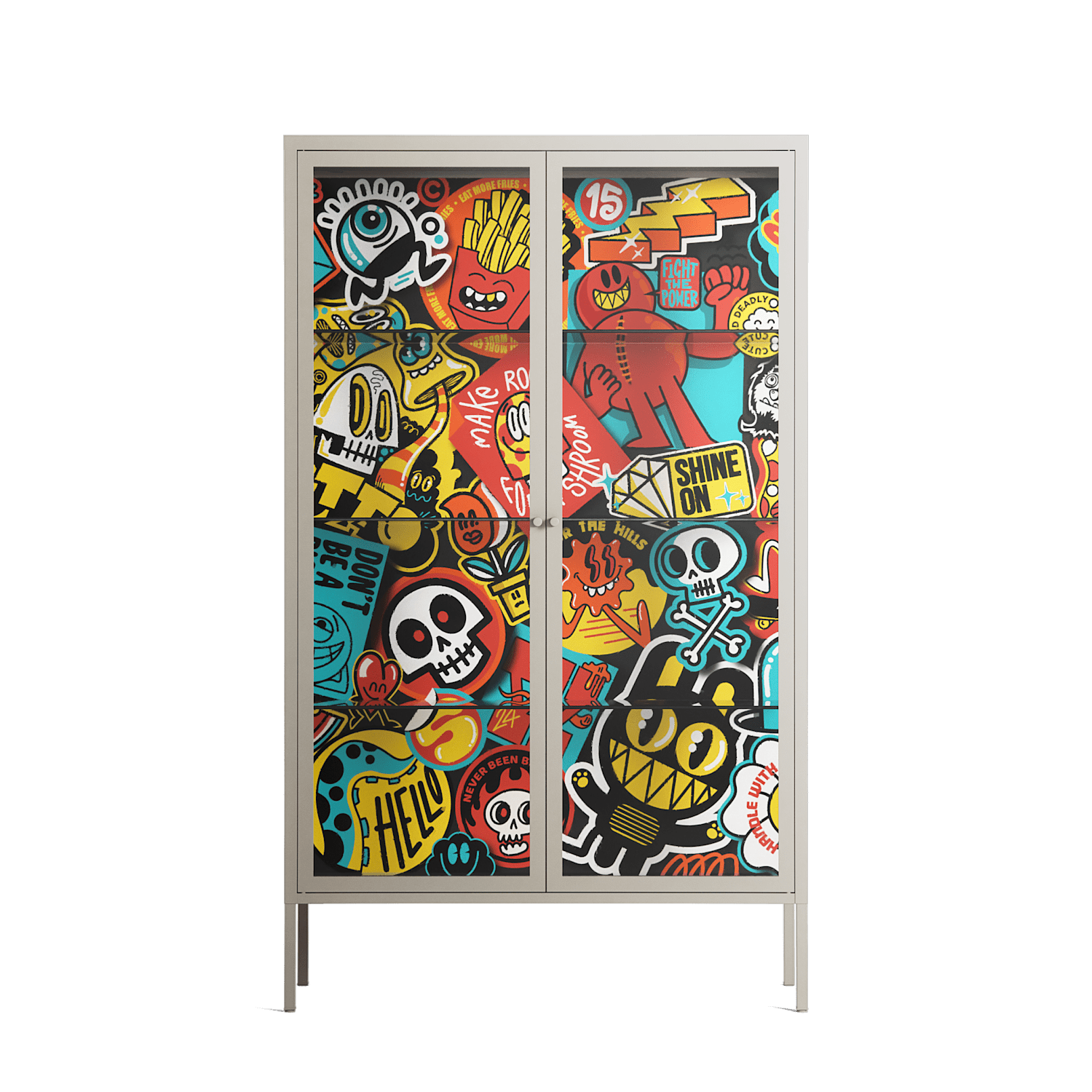 All The Stickers - Cabinet - Craig Watkins - Pebble - Clear glass
