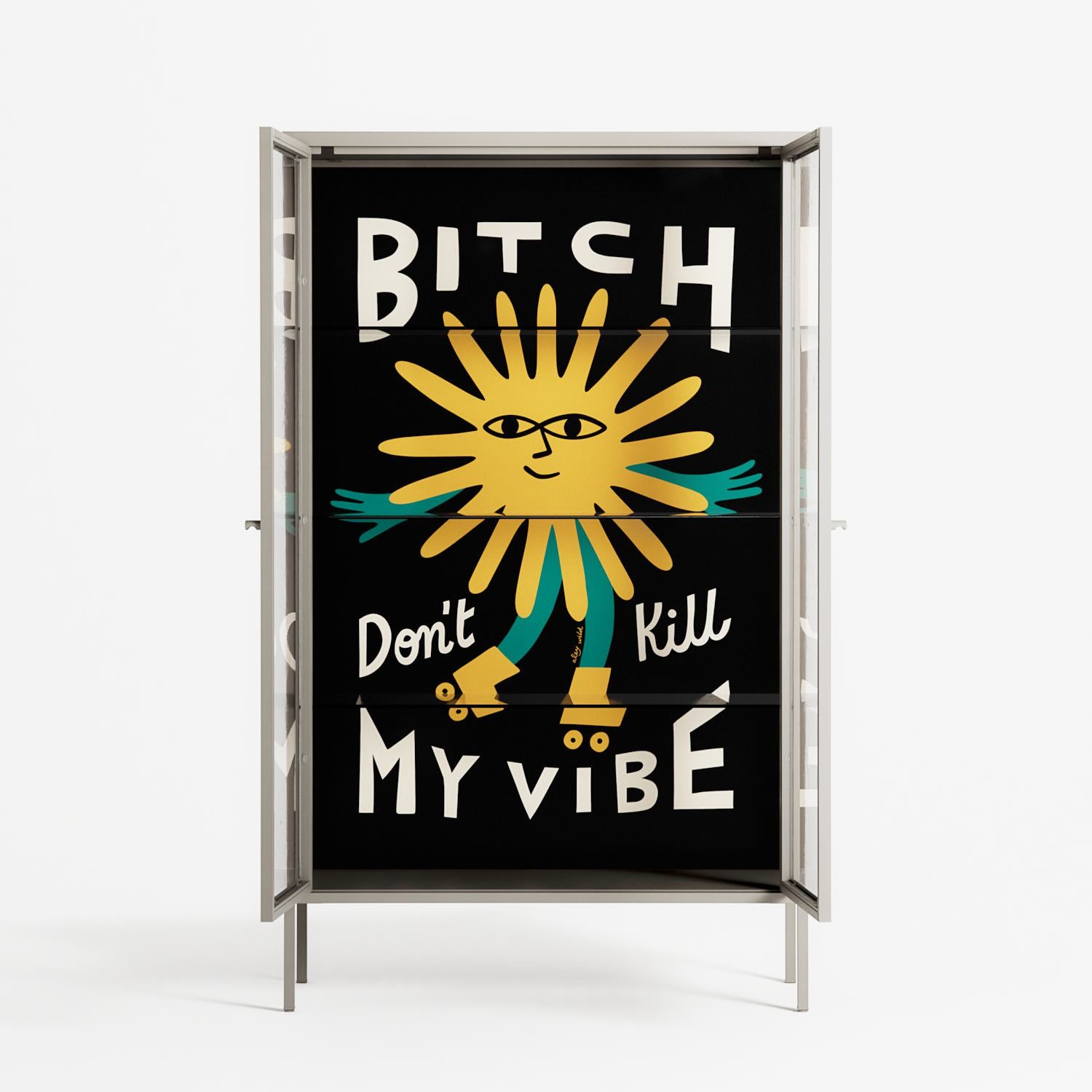 Bitch Don't Kill My Vibe - Cabinet - Aley Wild - Pebble - Clear glass