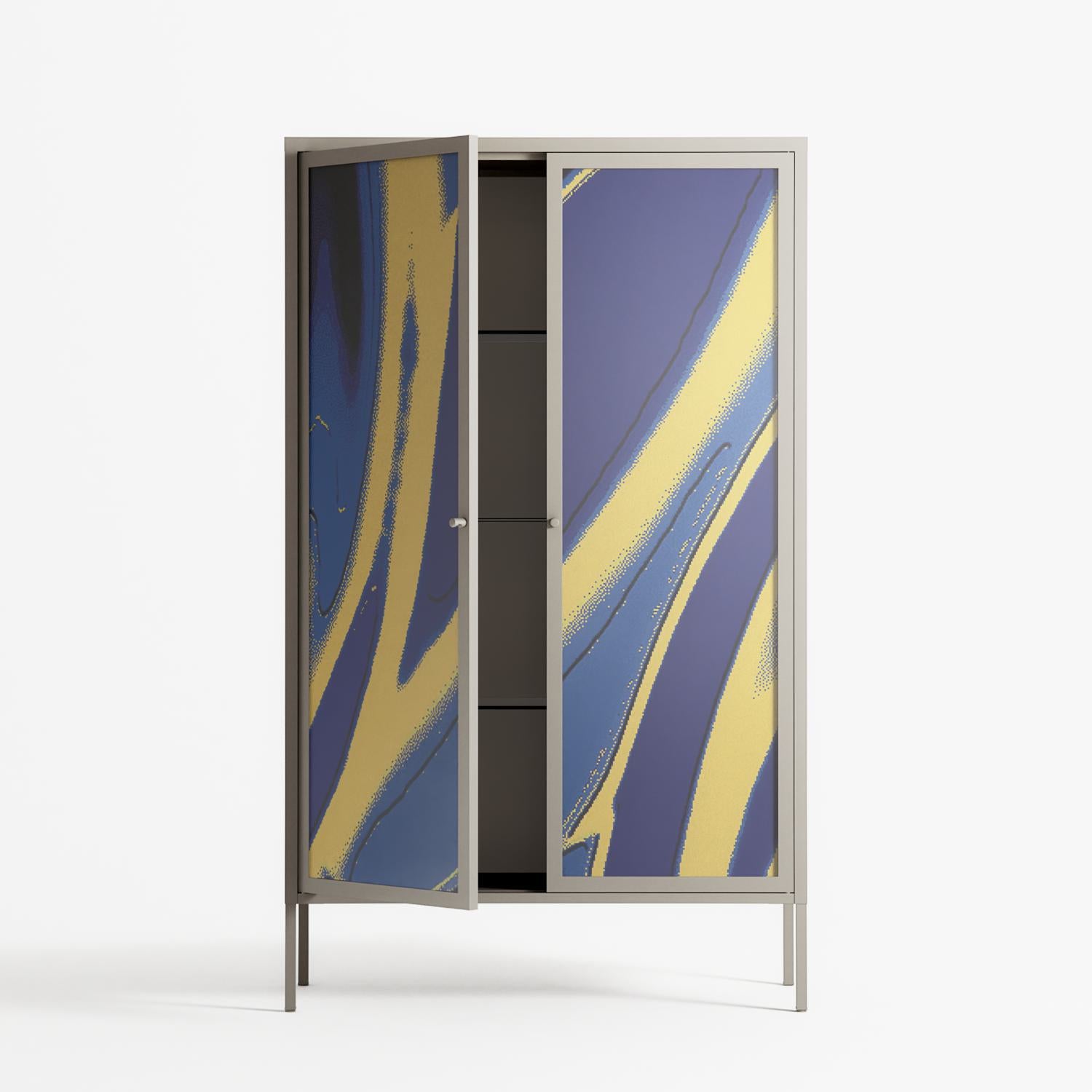 Blue Gale - Cabinet - Oluwaseyi Samuel Adebayo - Pebble - Overlay Glass