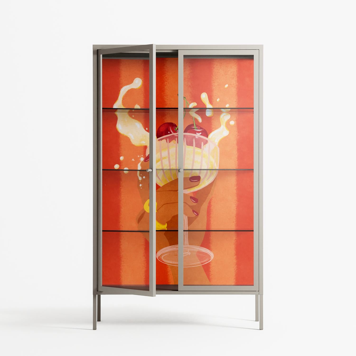 Drink And Cherries - Cabinet - Raissa Oltmanns - Pebble - Clear glass