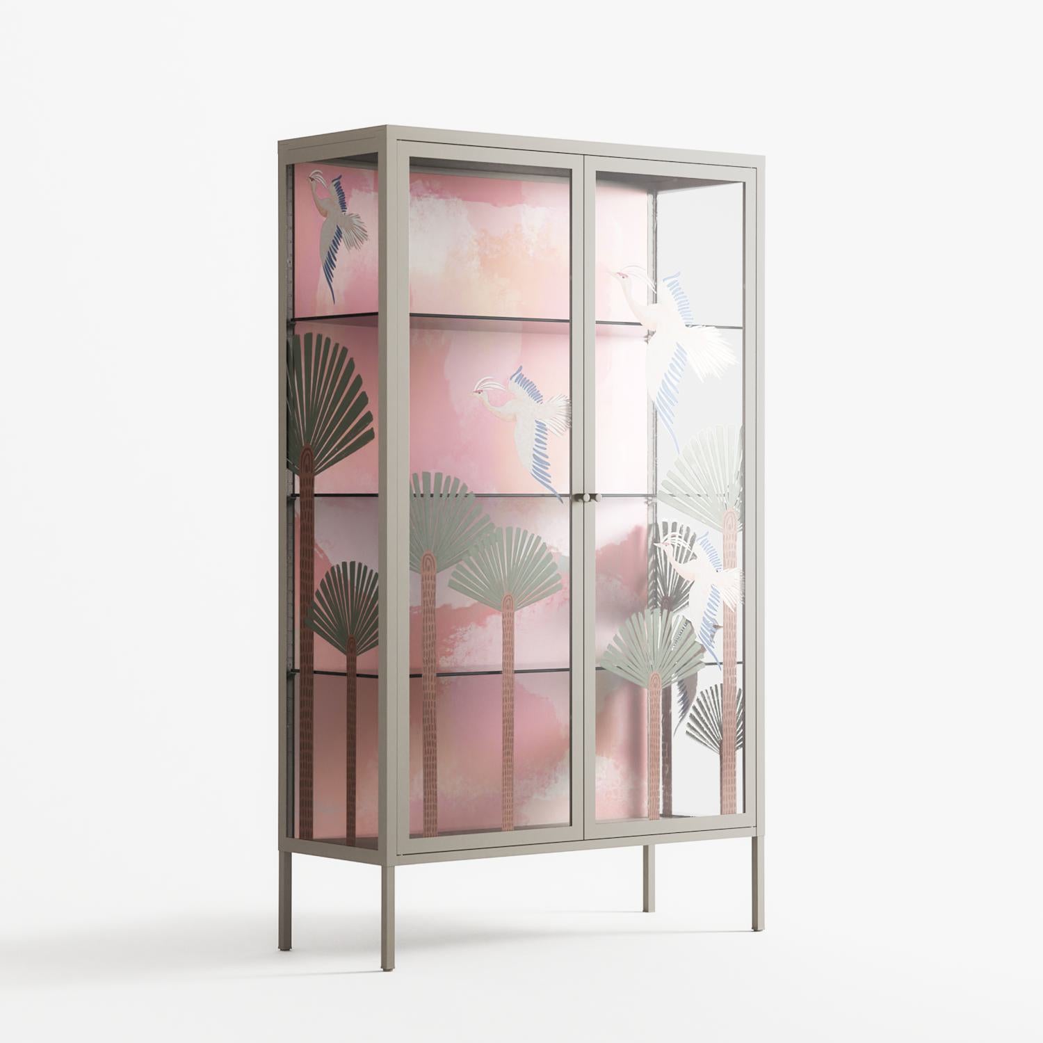 Abstract Cranes And Palms - Cabinet - Raissa Oltmanns - Pebble - Overlay Glass
