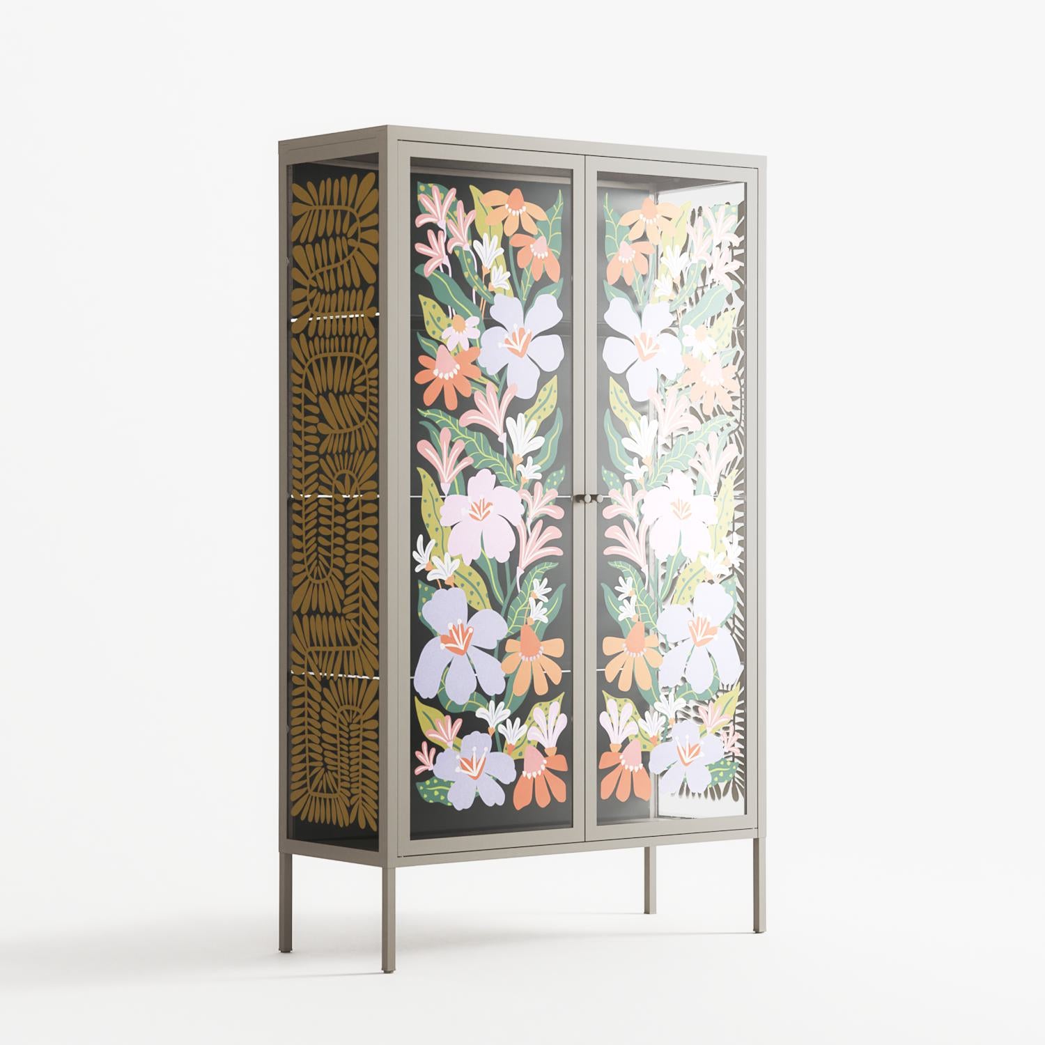 Floral Delight - Cabinet - Sandra Hutter - Pebble - Overlay Glass