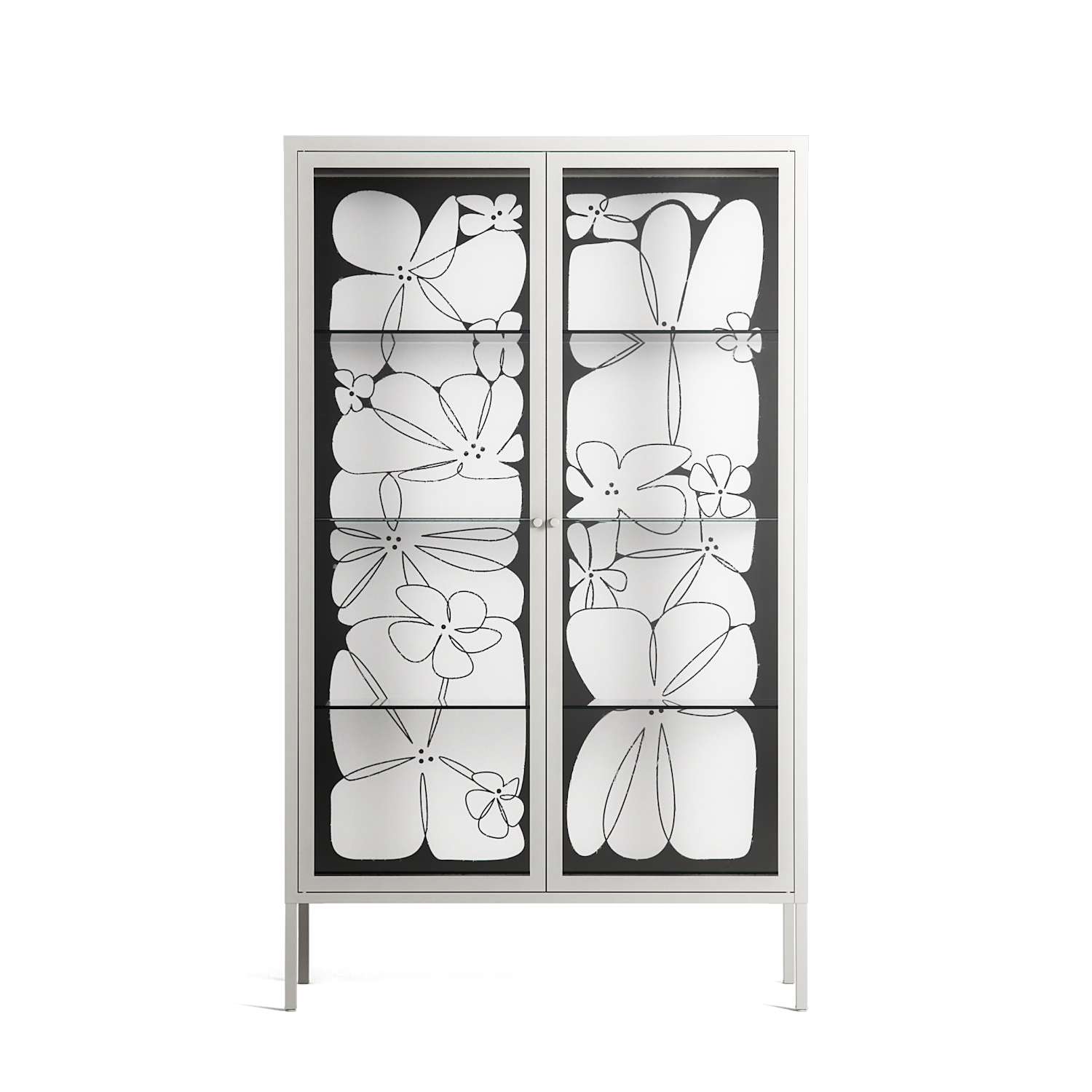 White Flowers - Cabinet - Konrad Blaszczyk - Chalk - Clear glass