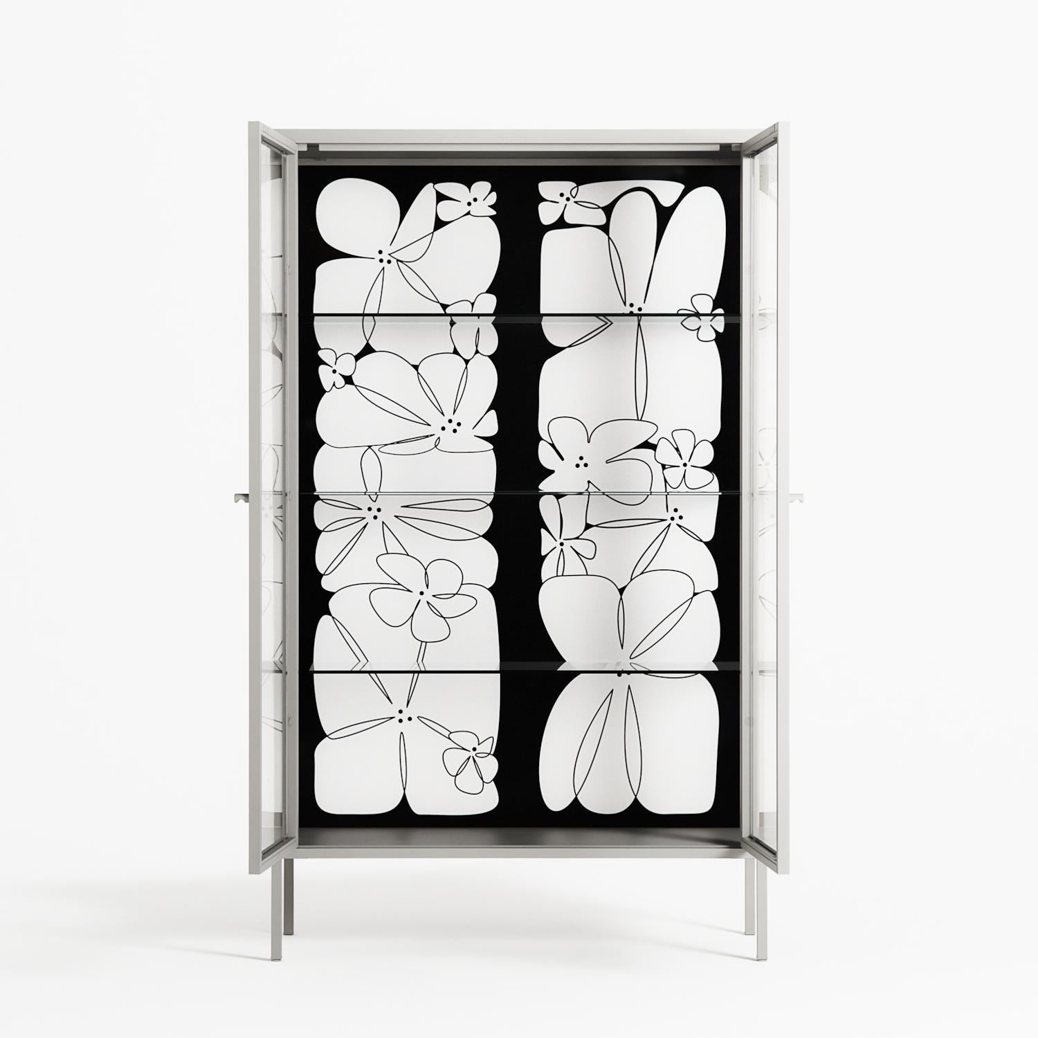 White Flowers - Cabinet - Konrad Blaszczyk - Chalk - Clear glass