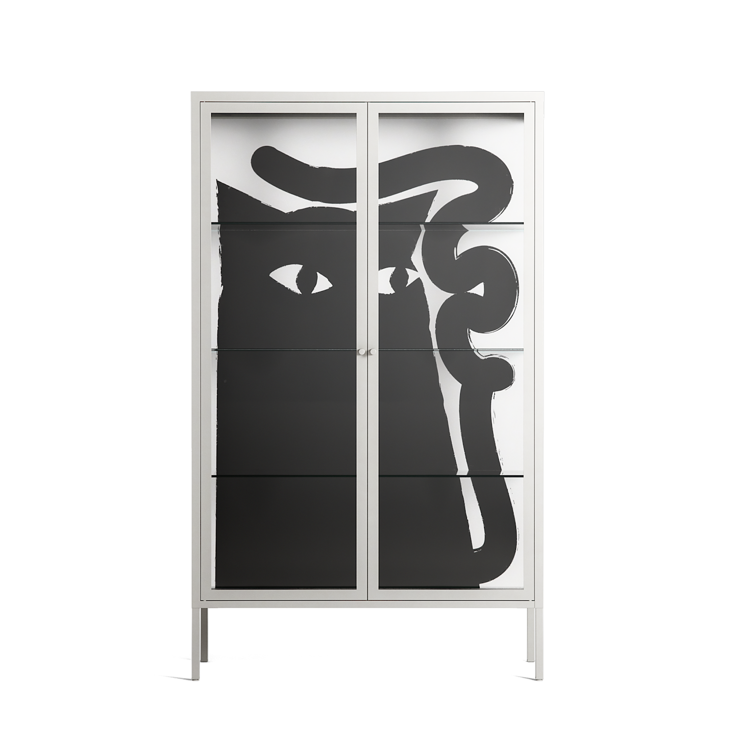 Black Cat - Cabinet - Konrad Blaszczyk - Chalk - Clear glass