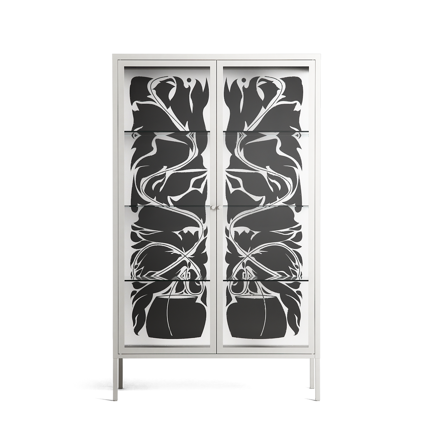 Black Potted Plant - Cabinet - Konrad Blaszczyk - Chalk - Clear glass